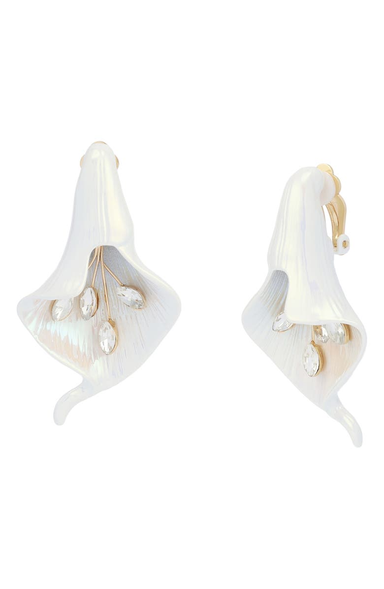 Betsey Johnson Calla Lily Clip-On Earrings, Main, color,