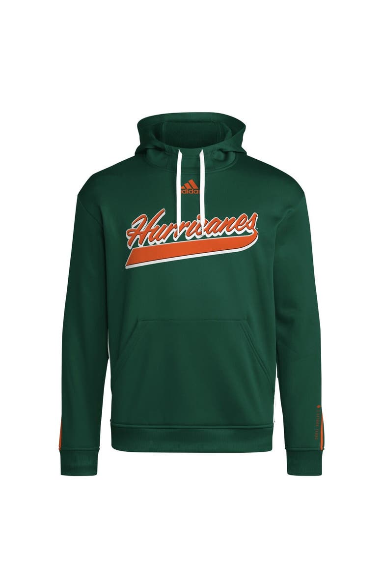 adidas Men's adidas Green Miami Hurricanes 2024 Sideline Travel Pullover Hoodie, Alternate, color, Green