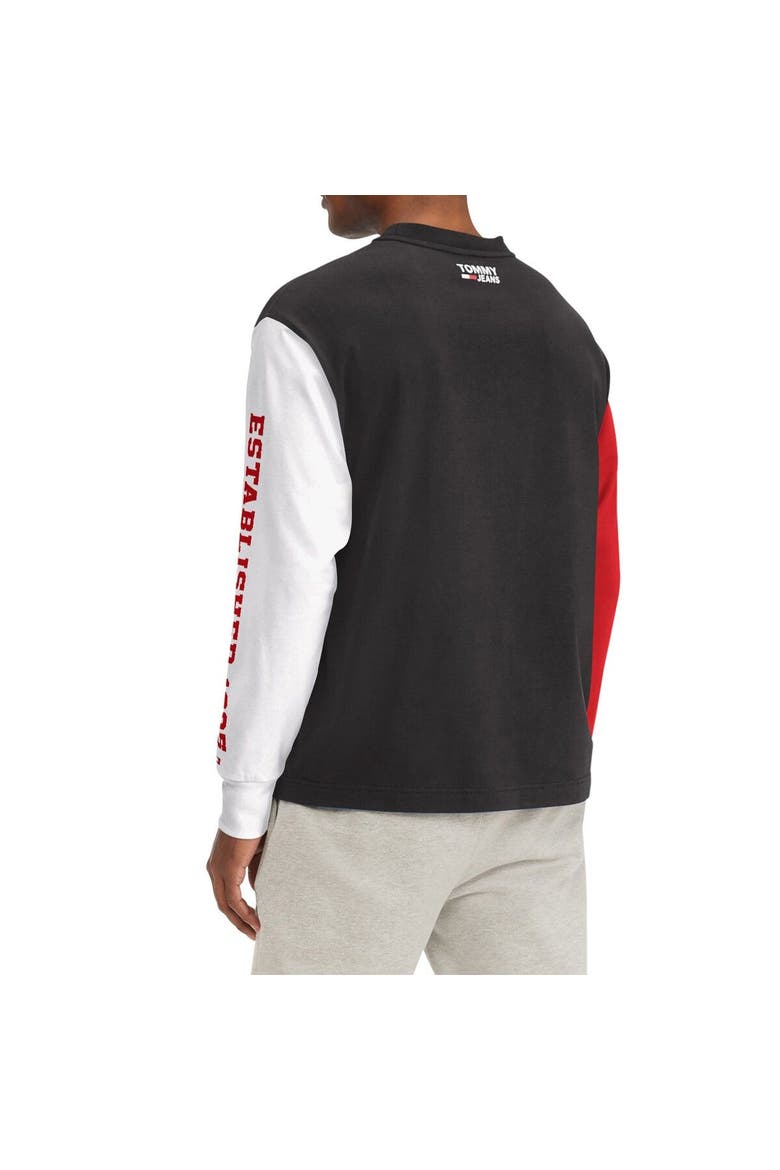 Men's Tommy Jeans Black Toronto Raptors Richie Color Block Long Sleeve T-Shirt, Alternate, color, Black