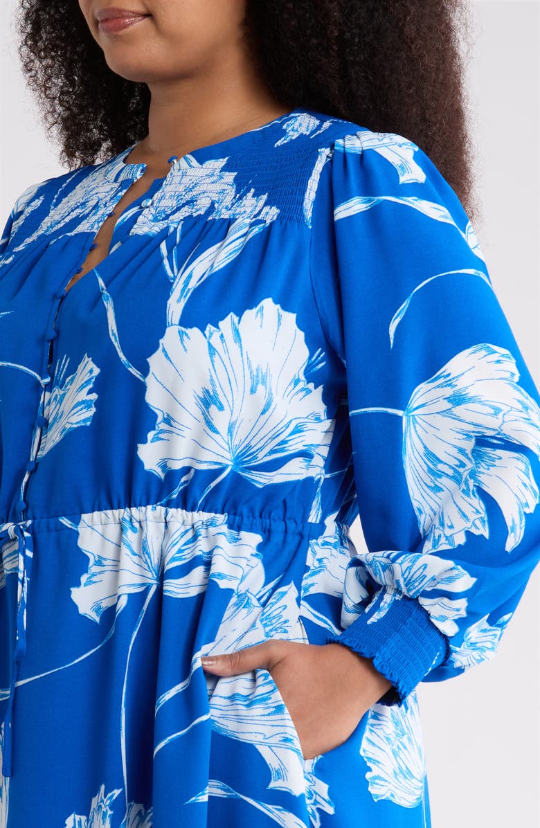 SUGARLIPS Amanlia Floral Keila Long Sleeve Smocked Yoke Midi Dress, Alternate, color, 