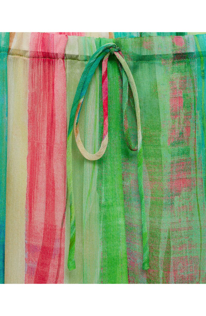 MANGO Stripe Semisheer Wide Leg Pants, Alternate, color, Green