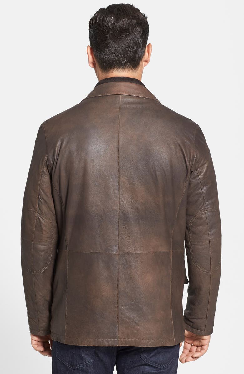 Missani Le Collezioni Contemporary Fit Hybrid Leather Jacket, Alternate, color, 