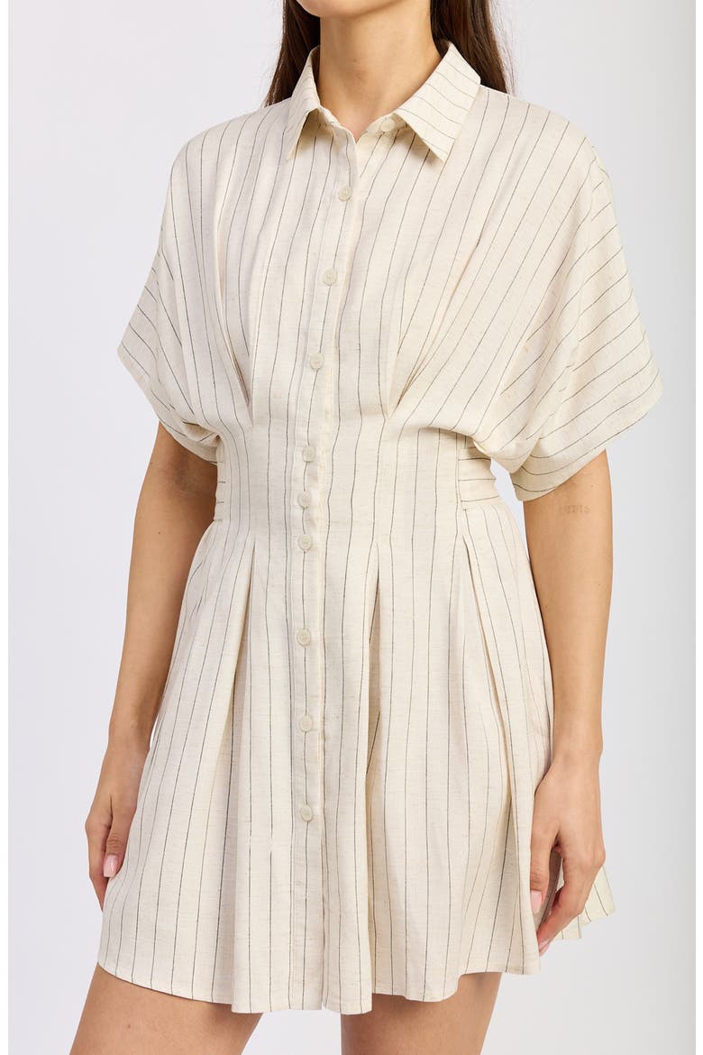 Cameron Pleated Mini Shirtdress, Alternate, color, NATURAL BLACK