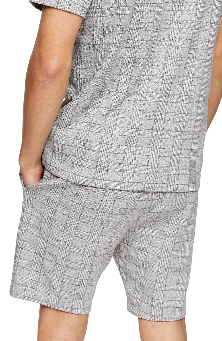 Topman Skinny Fit Glen Plaid Drawstring Shorts, Alternate, color, 