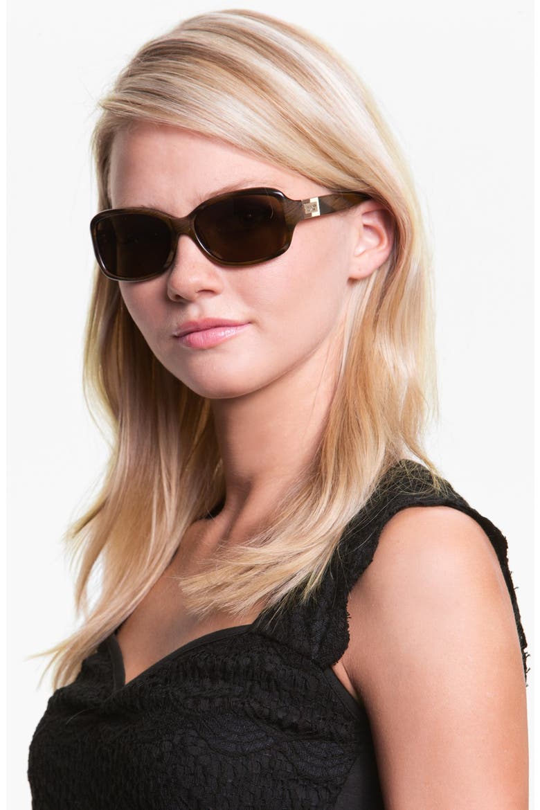 'annika' 56mm polarized rectangular sunglasses, Alternate, color, BROWN