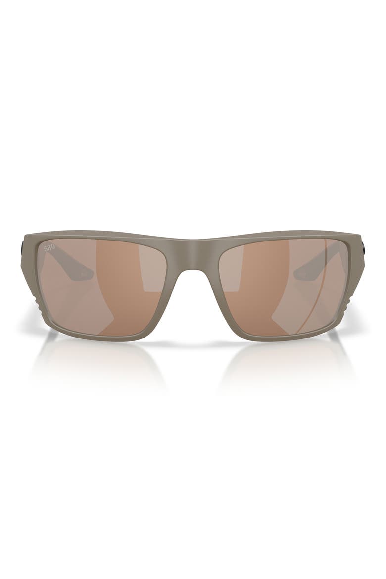 Finlet 59mm Polarized Rectangular Sunglasses, Main, color, SAND / COPPER SILVER 580G