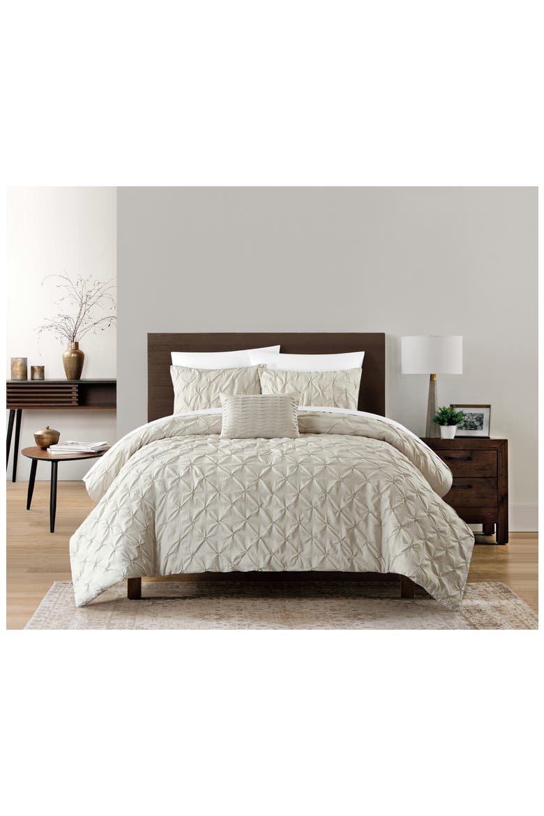 Bradley Diamond Tufted 8-Piece Comforter Set - Queen Size, Main, color, BEIGE