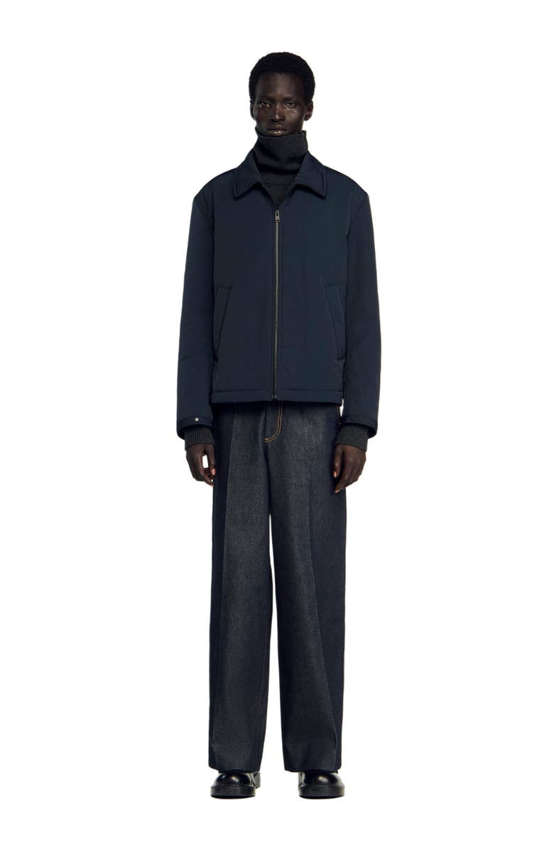 SANDRO Quilted zip jacket, Alternate, color, Navy Blue