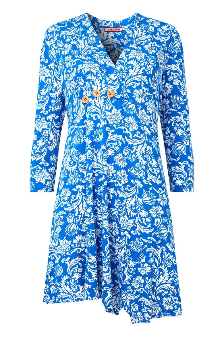 Stretch Knit Asymmetrical Tunic, Alternate, color, BLUE DAMASK