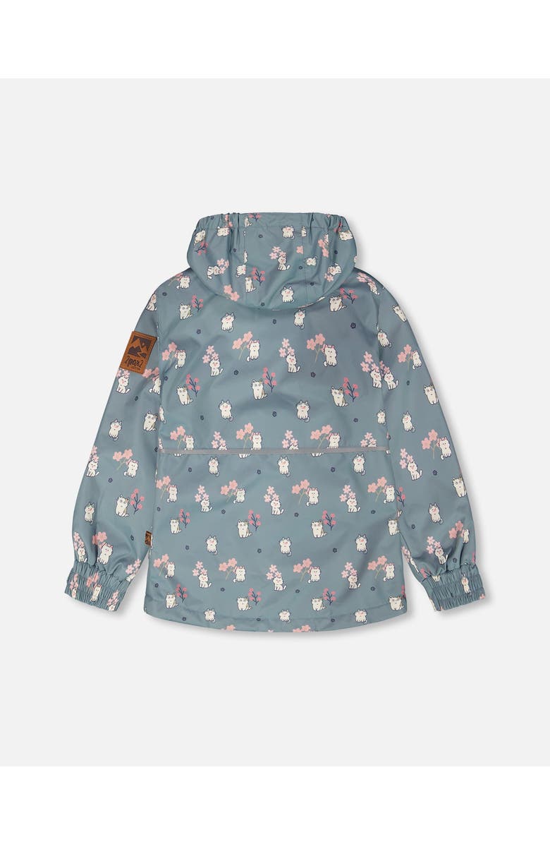 Deux par Deux Two-Piece Mid-Season Cat Outerwear Set, Alternate, color, Green Printed Cats