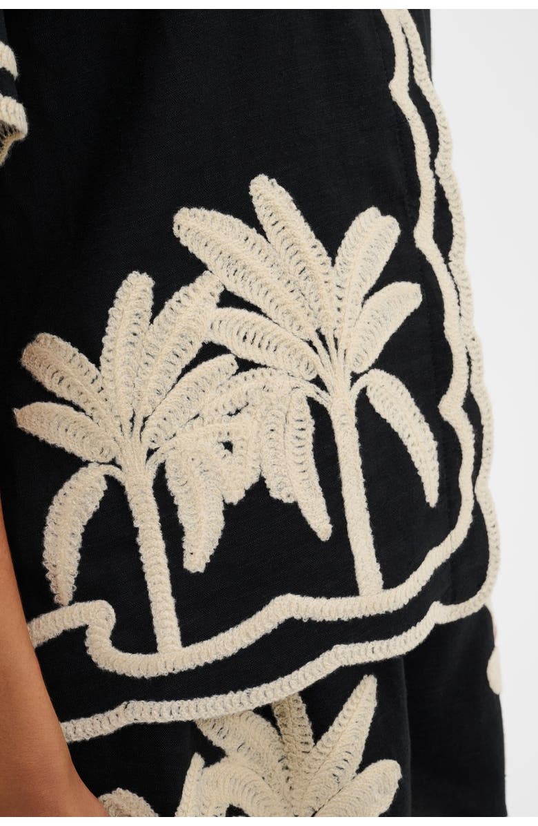 Malina Armida Embroidered Short Sleeve Shirt, Alternate, color, Black