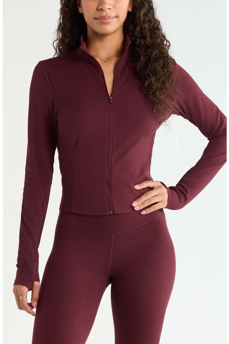 Thrive 2.0 Rib Full Zip Jacket, Main, color, BURGUNDY STEM