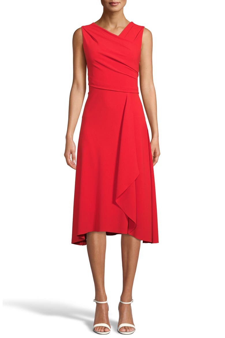 Asymmetrical Draped Dress, Main, color, POPPY