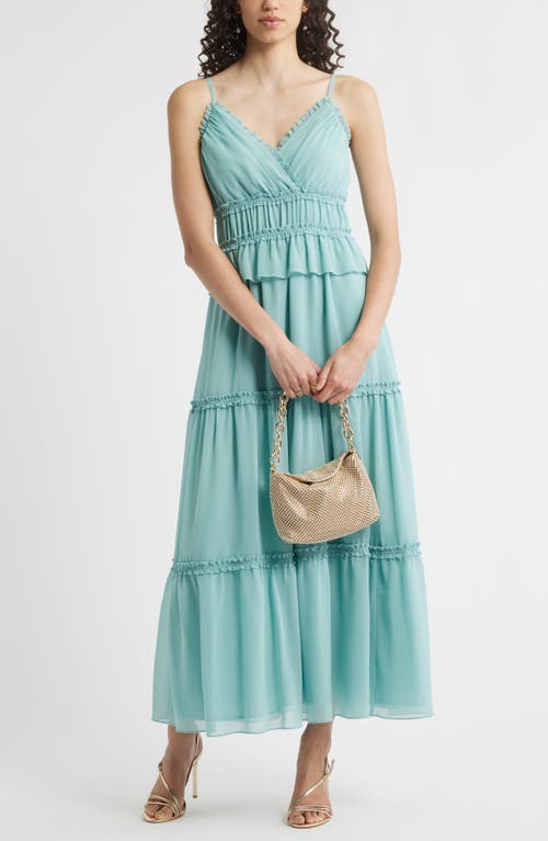 Chelsea28 Micro Ruffle Peplum Maxi Dress In Blue