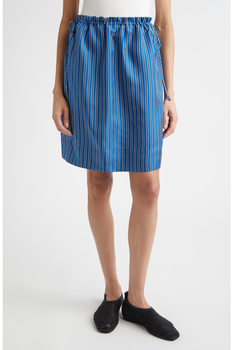 Stripe Silk Miniskirt, Main, color, BLUE/ NAVY