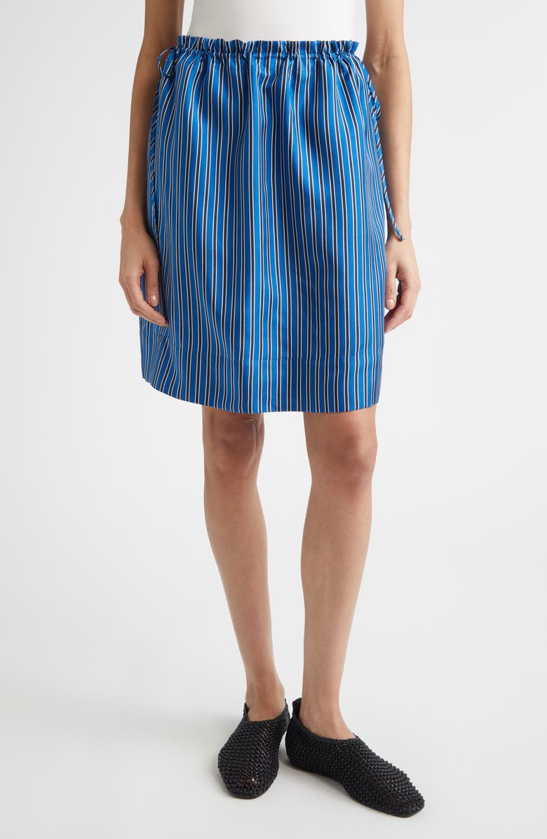 TOTEME Stripe Silk Miniskirt, Main, color, Blue/ Navy