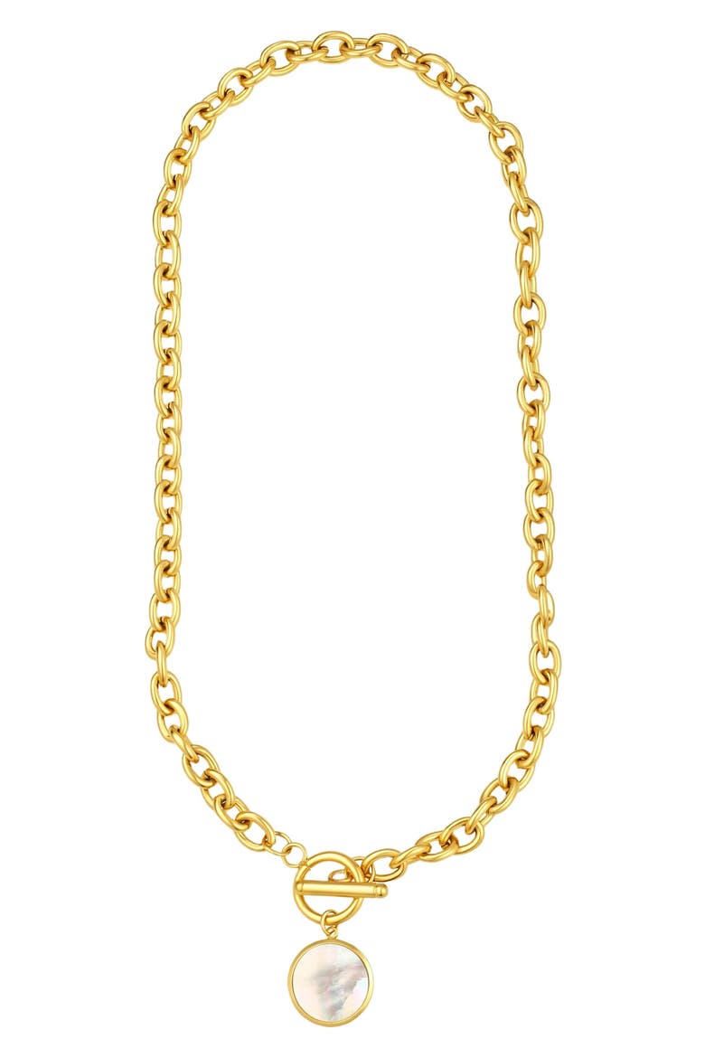 18k Gold Plated Pendant Necklace, Alternate, color, GOLD/ WHITE