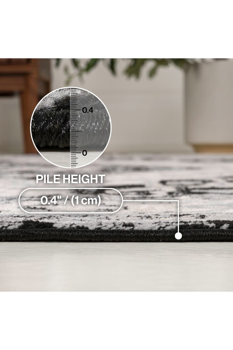 Modern Persian Vintage Medallion Area Rug, Alternate, color, Black/Ivory