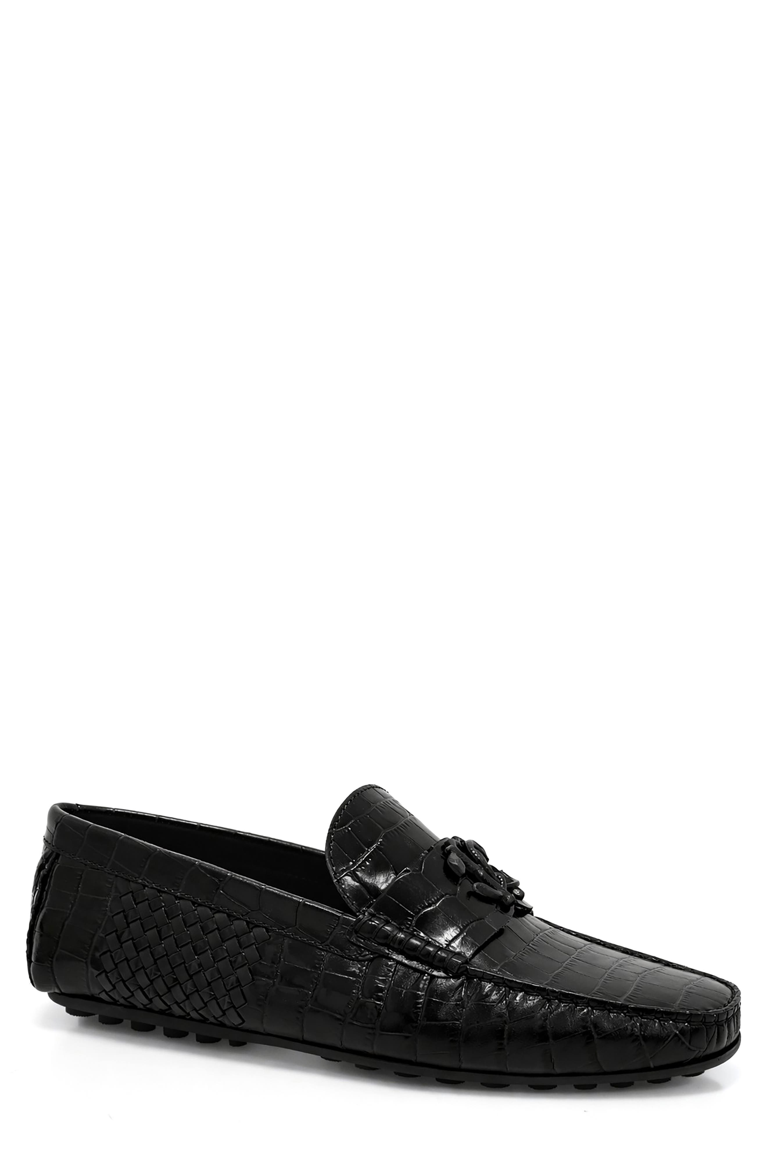 Roberto Cavalli Cocco Woven Croc Embossed Driving Loafer, Main, color, 