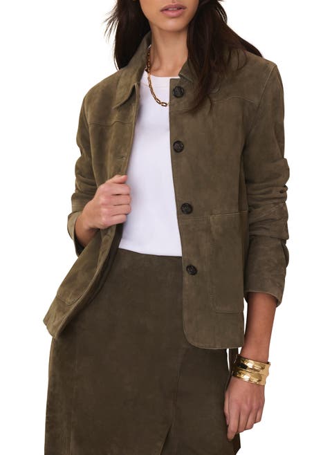 Suede Jacket with Classic Collar & Button-Front Pockets