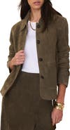 MINT VELVET Suede Jacket with Classic Collar & Button-Front Pockets