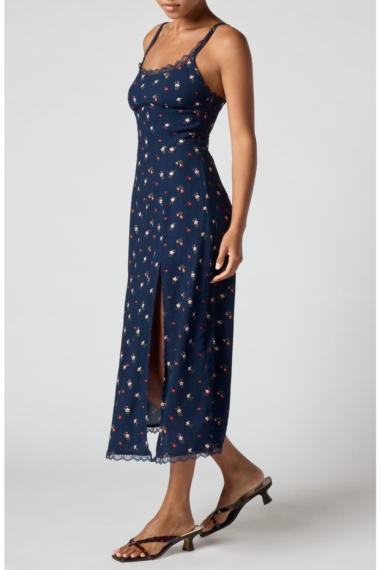 Lace Trim Slipdress, Alternate, color, NAVY TULIPS