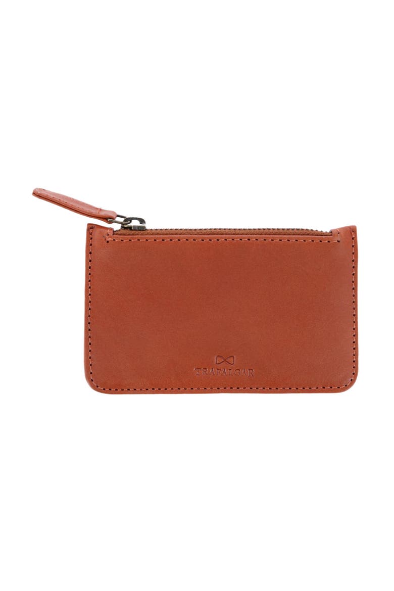 Sergio Front Pocket Leather Zipper Pouch, Main, color, Tan