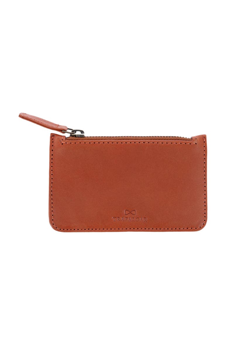 Trafalgar Sergio Front Pocket Leather Zipper Pouch, Main, color, Tan