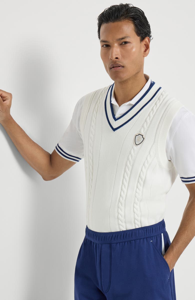 Brunello Cucinelli Cotton knit vest, Alternate, color, Panama