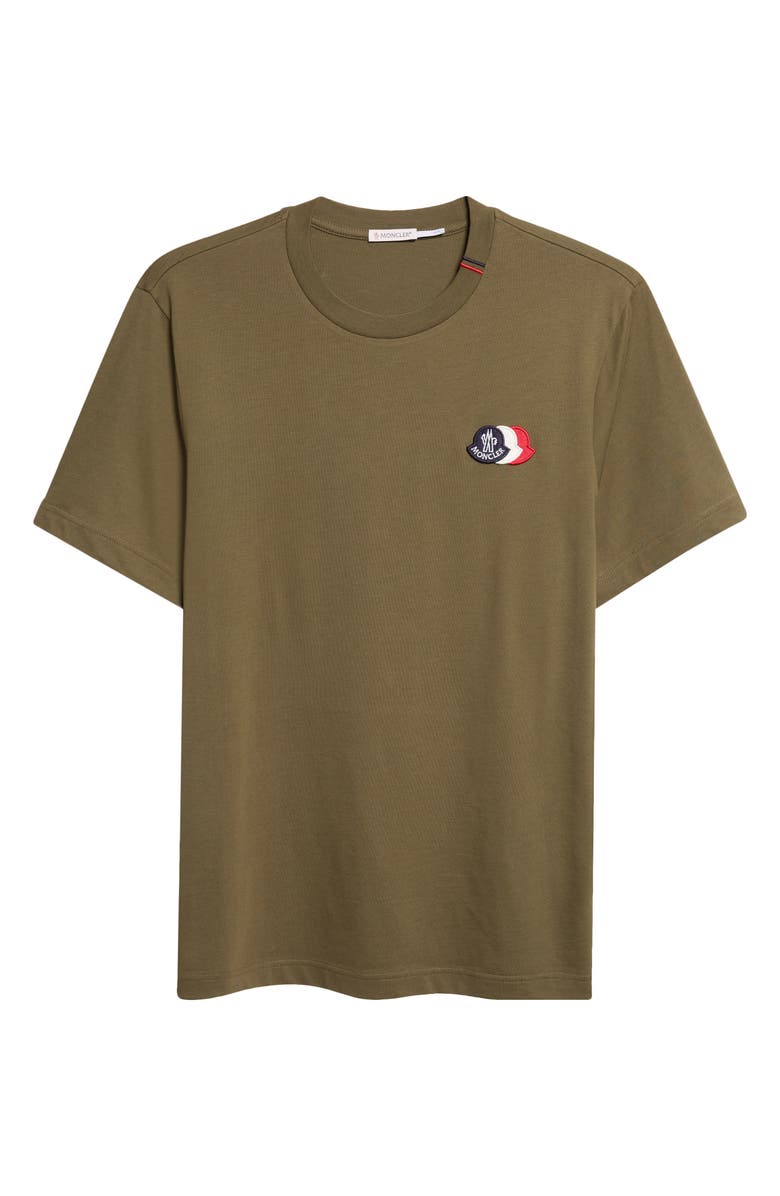 Moncler Tricolor Logo Patch T-Shirt, Main, color, Olive Night