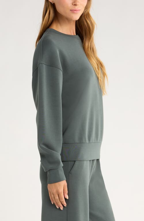 Zella Ultrasoft Boxy Knit Crew Sweatshirt In Green
