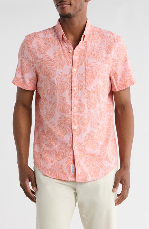 Print Short Sleeve Button-Up Shirt