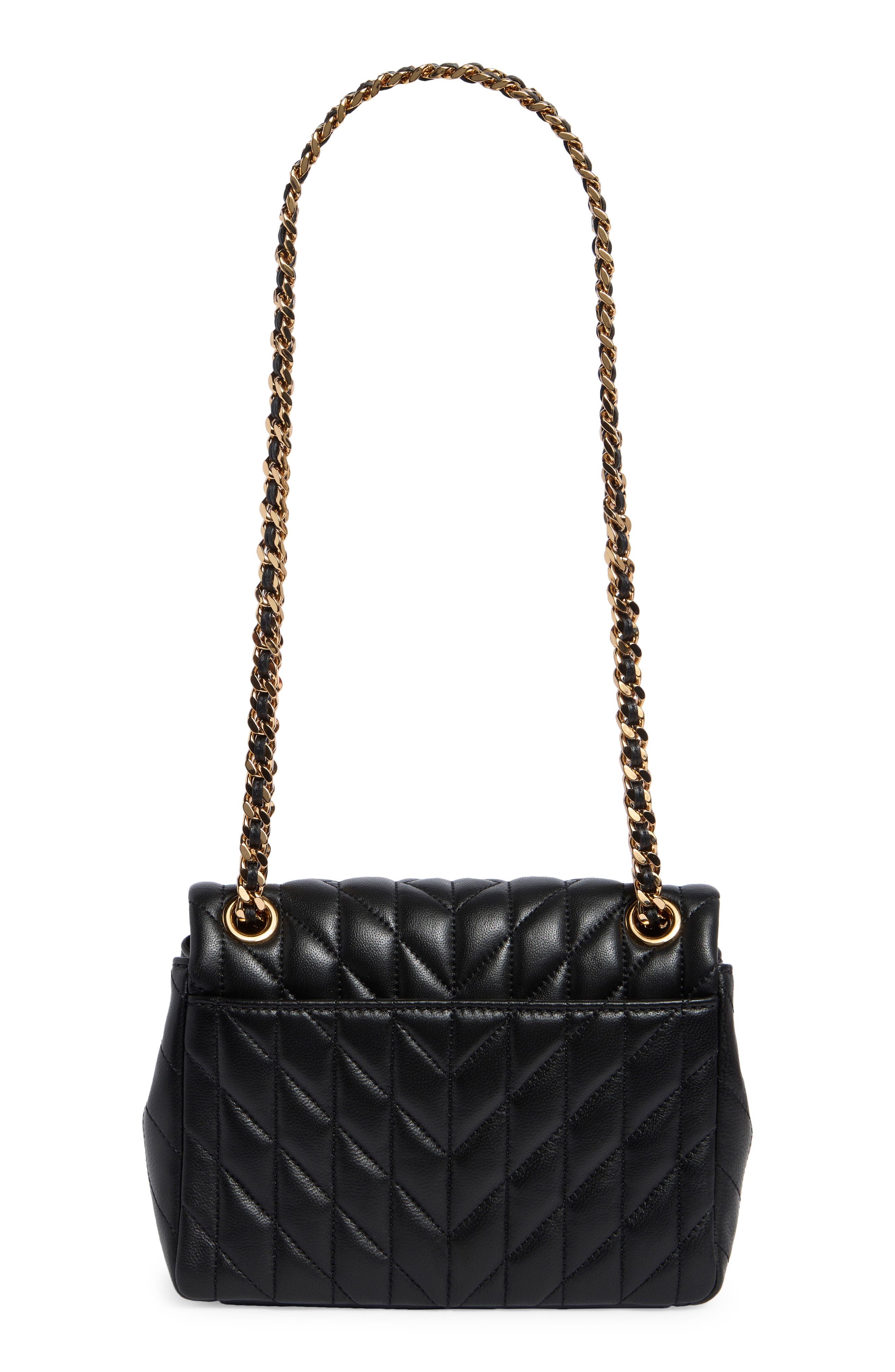 KARL LAGERFELD PARIS Lafayette Quilted Leather Crossbody Bag, Alternate, color, Black/ Gold