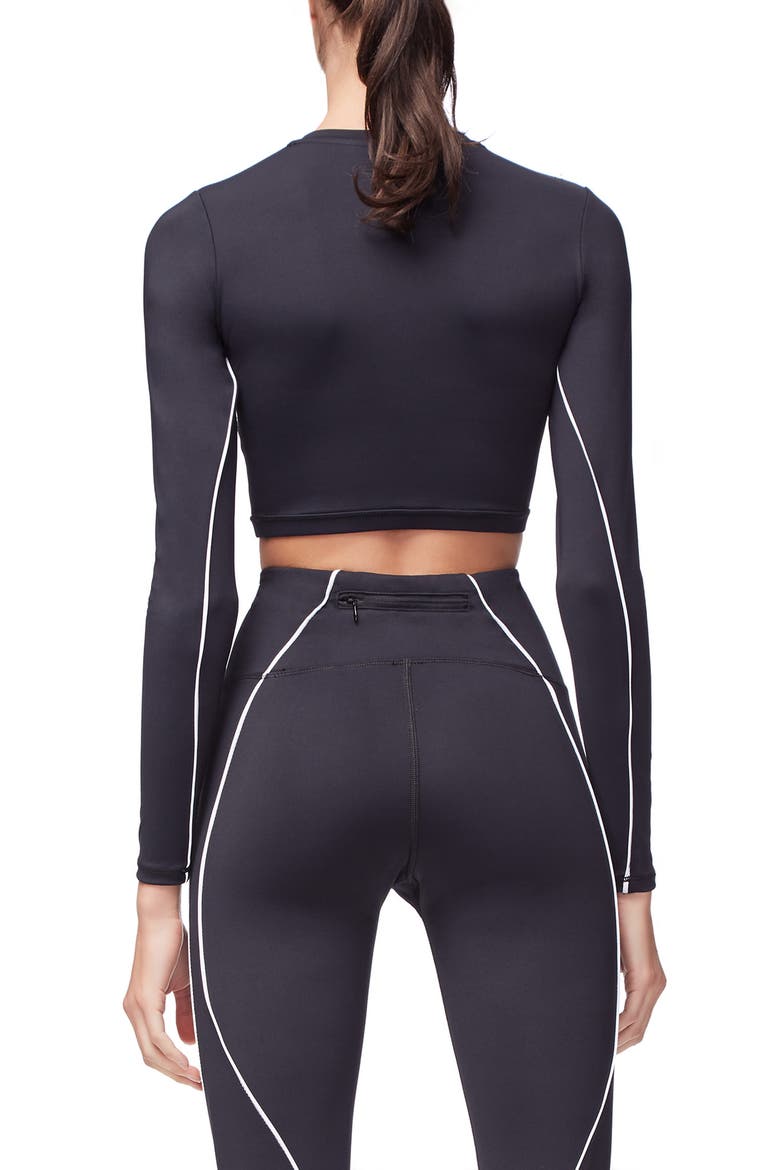 Piped Crop Top, Alternate, color, BLACK001