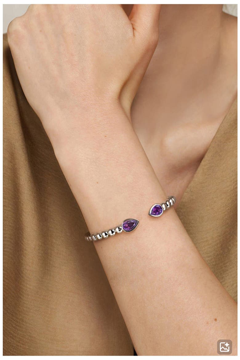 Bujukan Sterling Silver Amethyst Cuff Bangle, Alternate, color, STERLING SILVER/ AMETHYST
