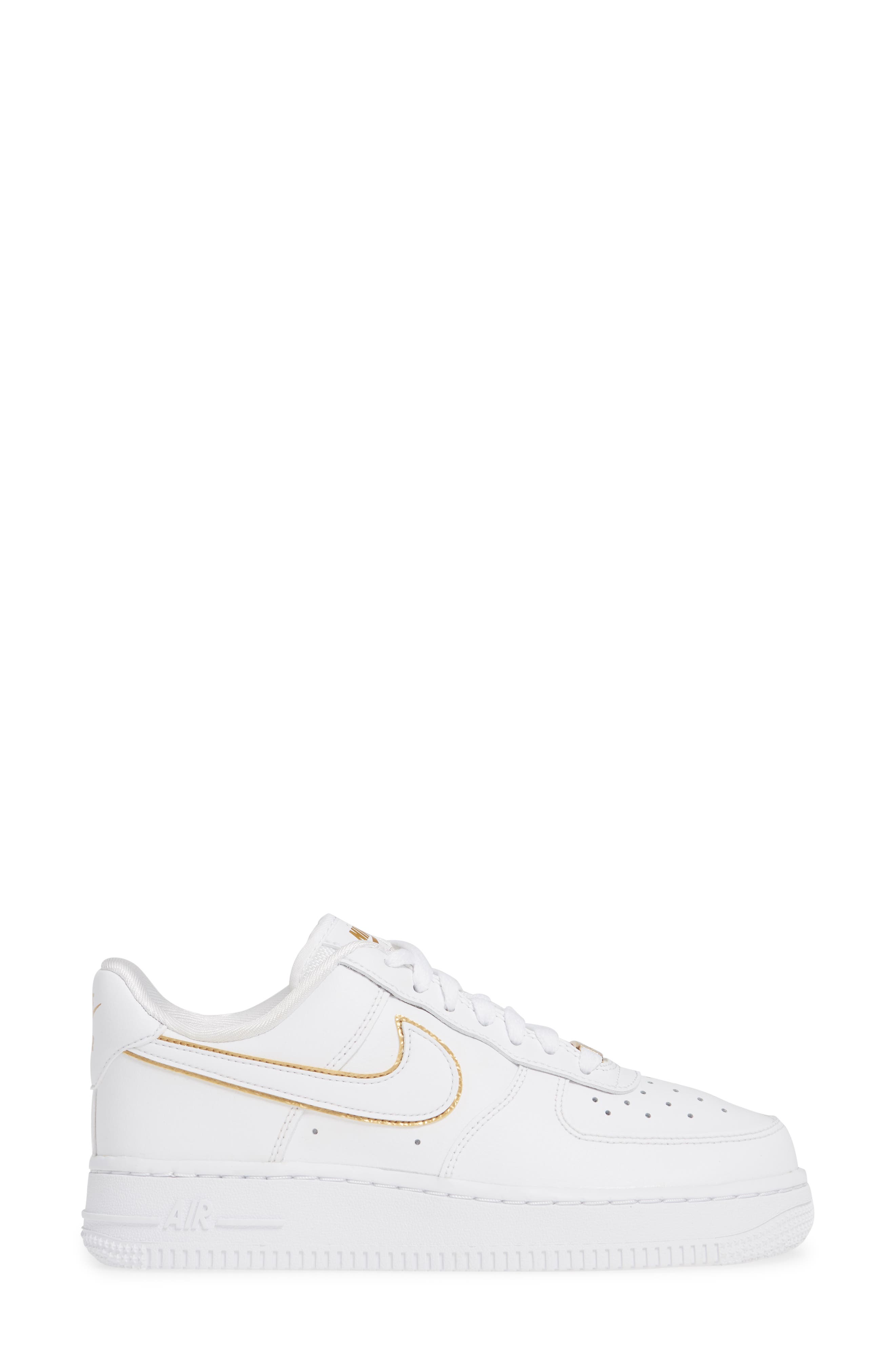Air Force 1 '07 ESS Sneaker, Alternate, color, WHITE/ METALLIC GOLD