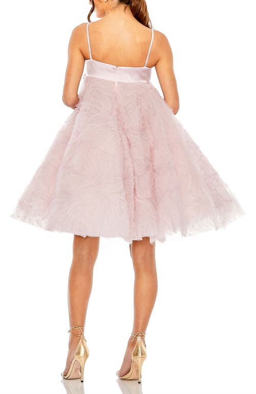 Mac Duggal Bow Front Tulle Mini Dress In Rose