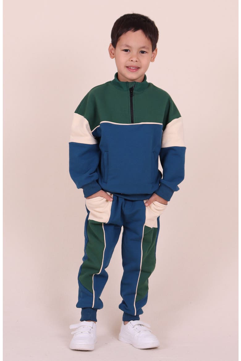 Kids' Colorblock Cotton Joggers, Alternate, color, NAVY