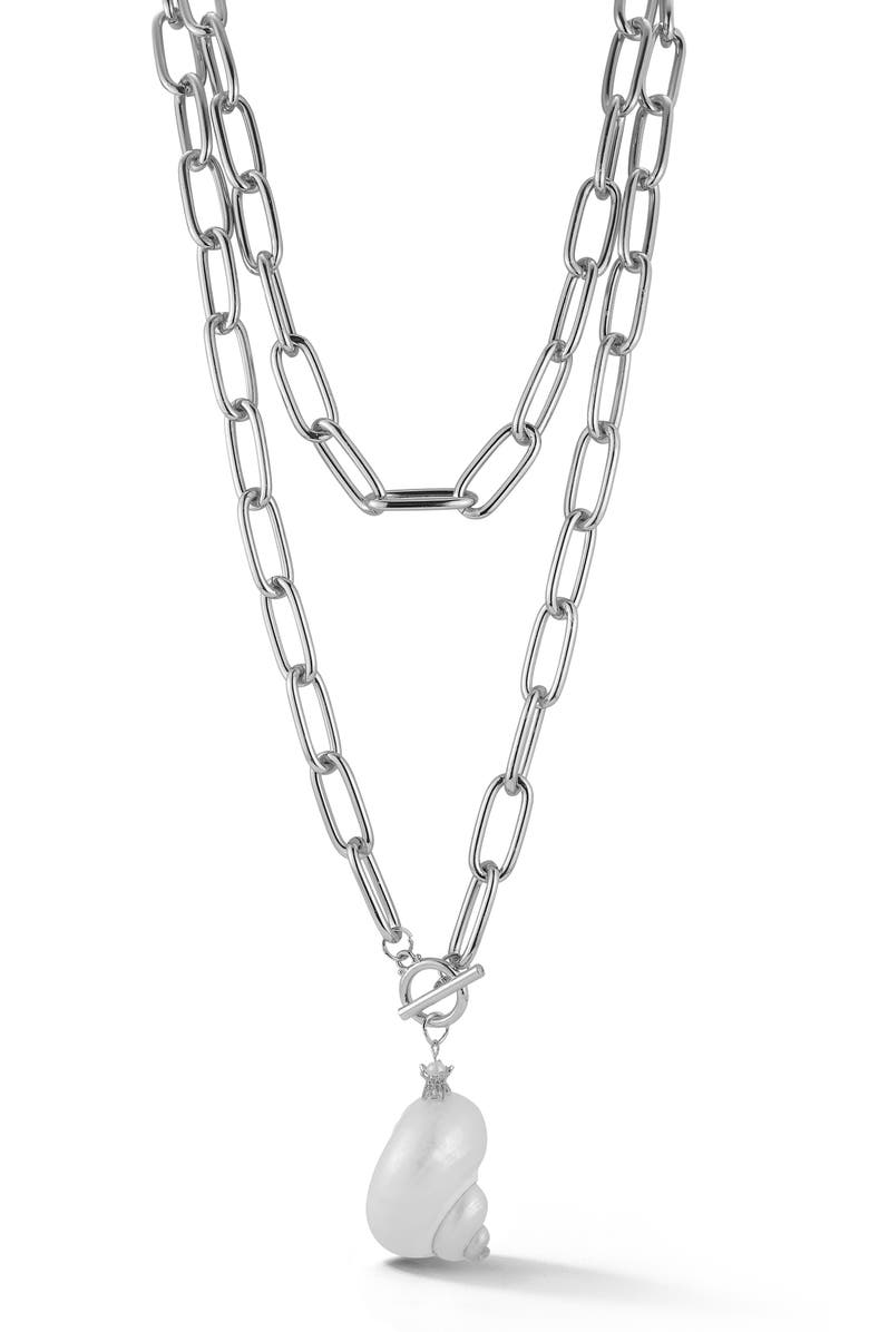 SPHERA MILANO Faux Pearl Shell Layered Necklace, Main, color, 