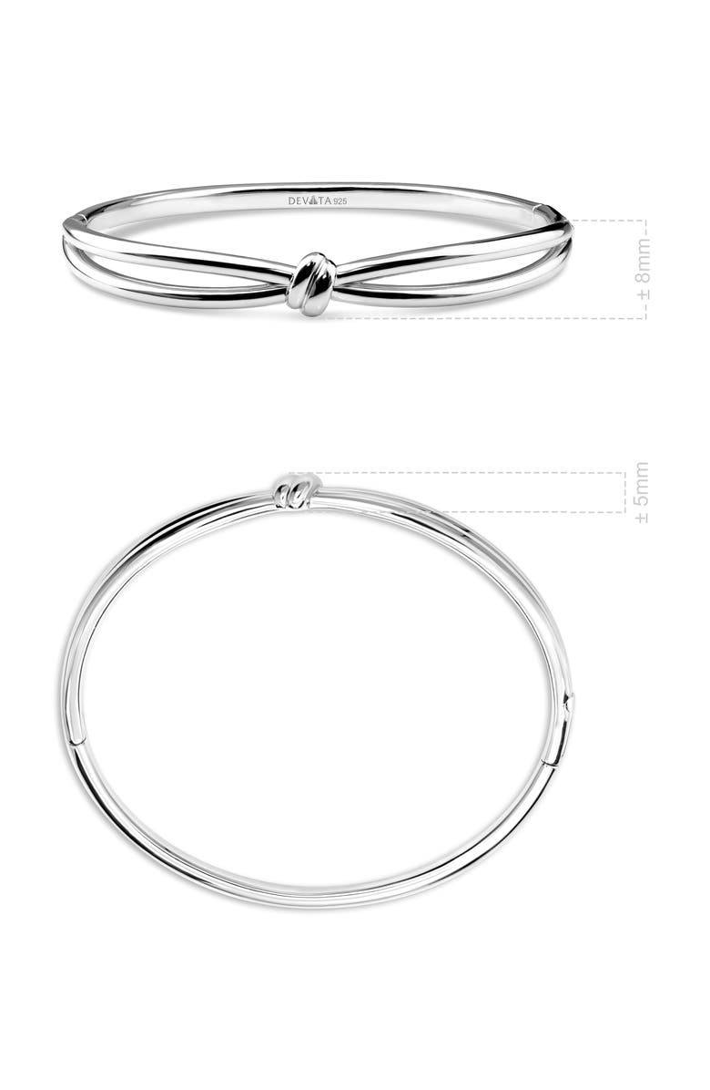 DEVATA Love Knot Bangle Bracelet in Rhodium Plated Sterling Silver, 8mm, Alternate, color, Silver