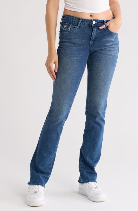 Billie Flap Pocket Straight Leg Jeans (Medium Heavenly Wash)