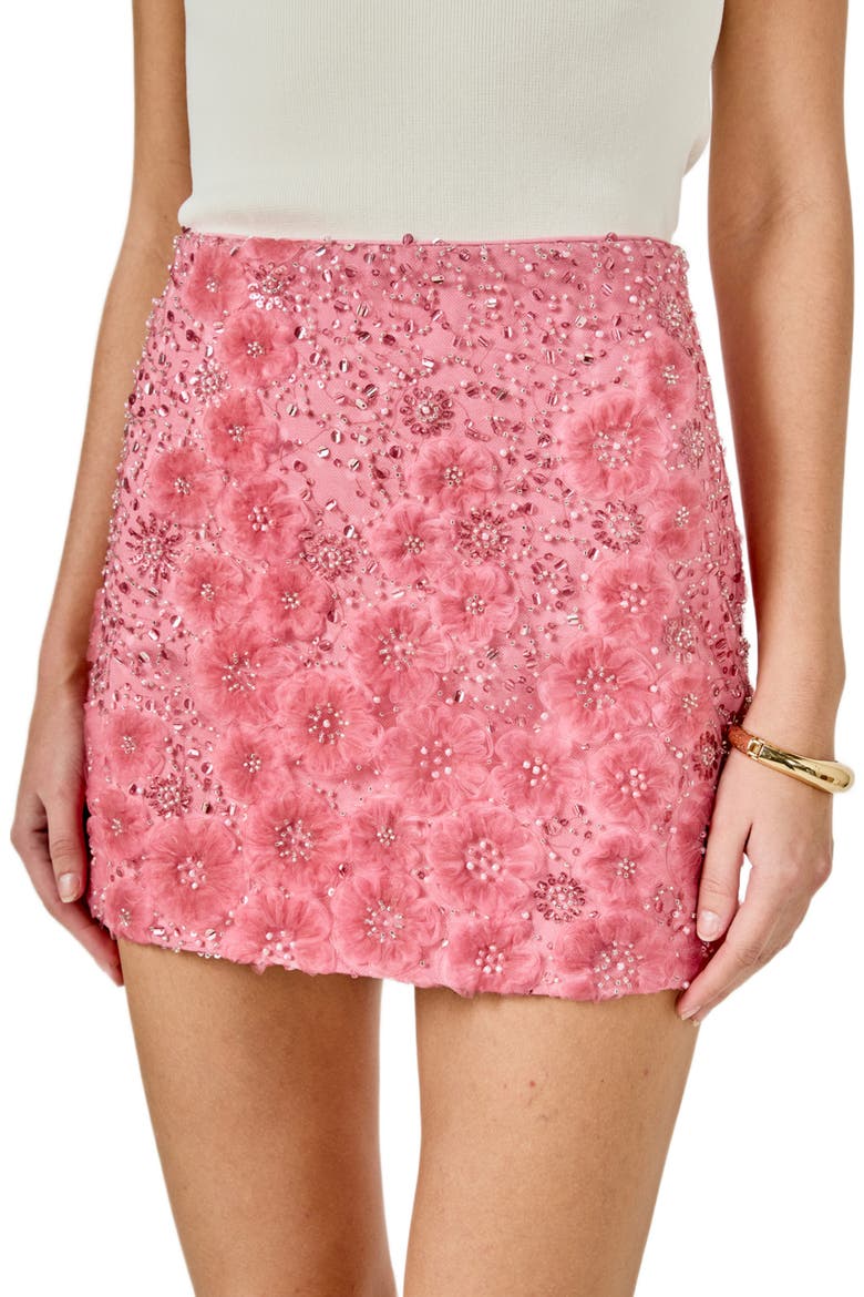 Floral Sequin Miniskirt, Alternate, color, RASPBERRY