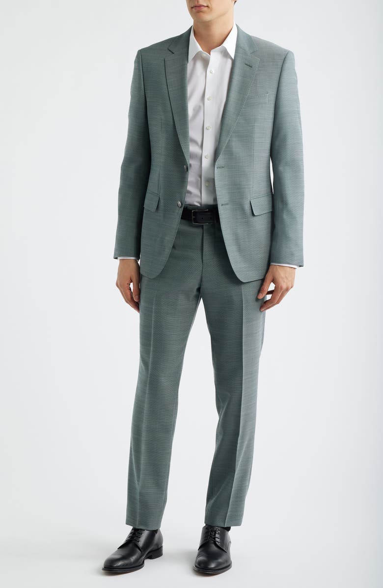BOSS Huge Slim Fit Slub Mélange Suit, Alternate, color, Open Green