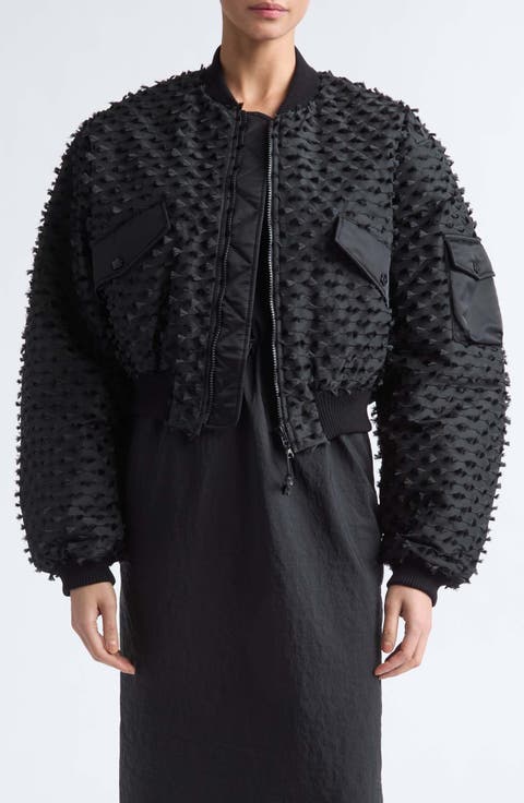 Callie Embroidered Crop Bomber Jacket
