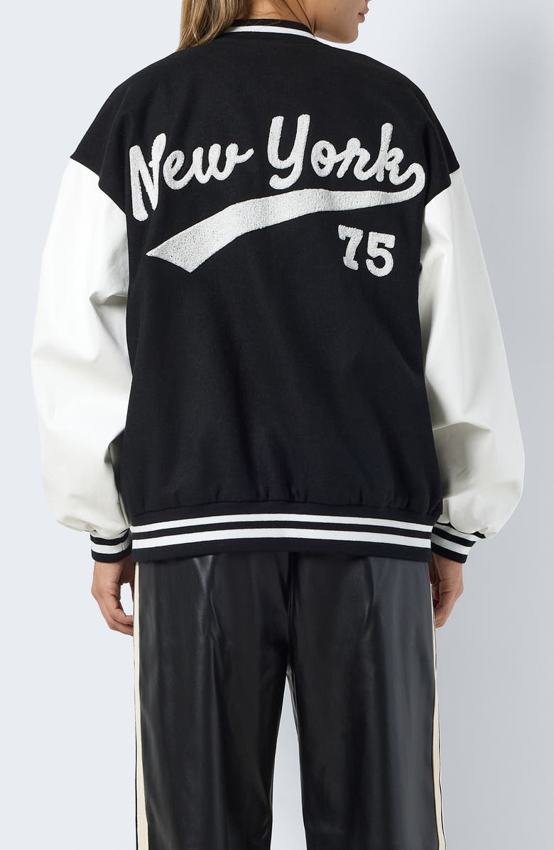 Noisy may Delva College Jacket, Alternate, color, Black Detail Pearled