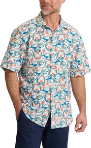 Tommy Bahama Nova Wave Glass Half Full Short Sleeve Seersucker Button-Up Shirt