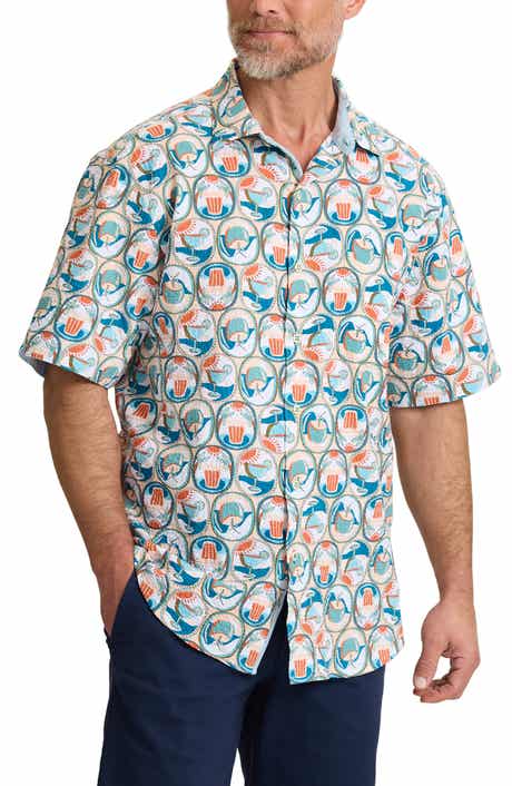Nova Wave Glass Half Full Short Sleeve Seersucker Button-Up Shirt