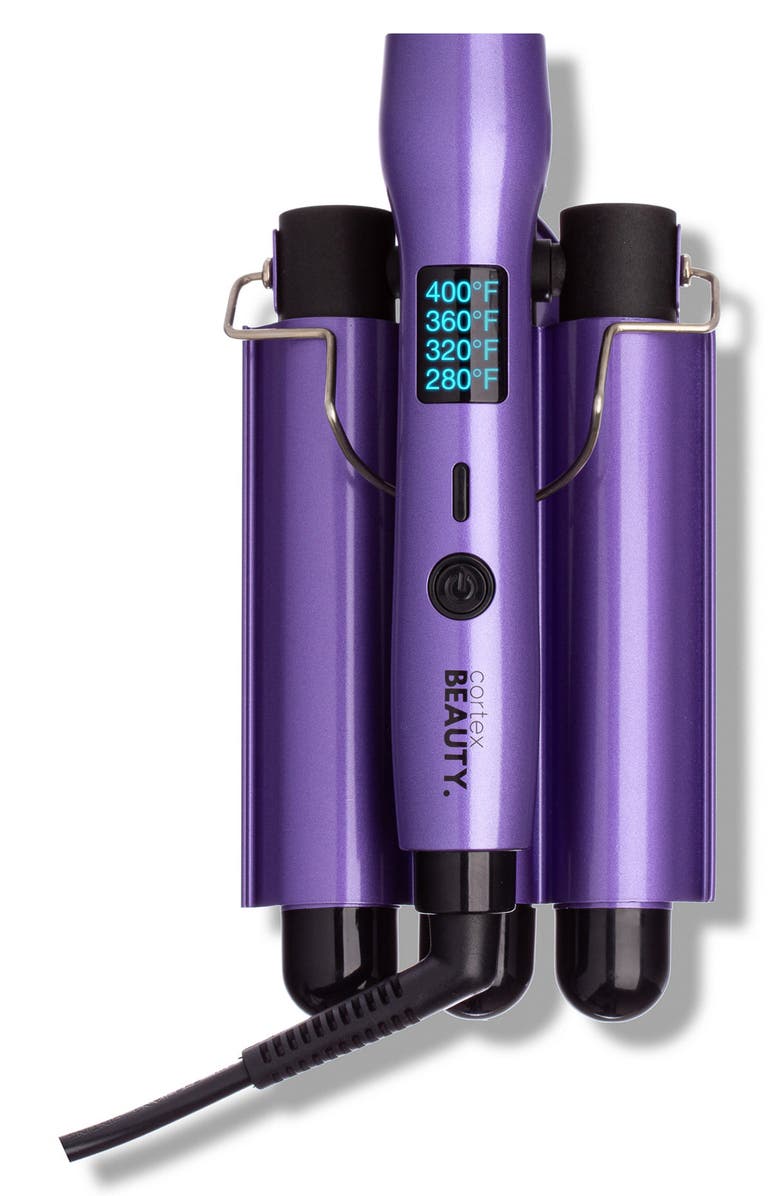 CORTEX BEAUTY Digital & Foldable 1-Inch Three-Barrel Waver, Alternate, color, Purple