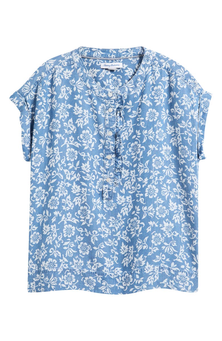 Tommy Bahama Bahia Blooms Top, Main, color, Medium Indigo Wash