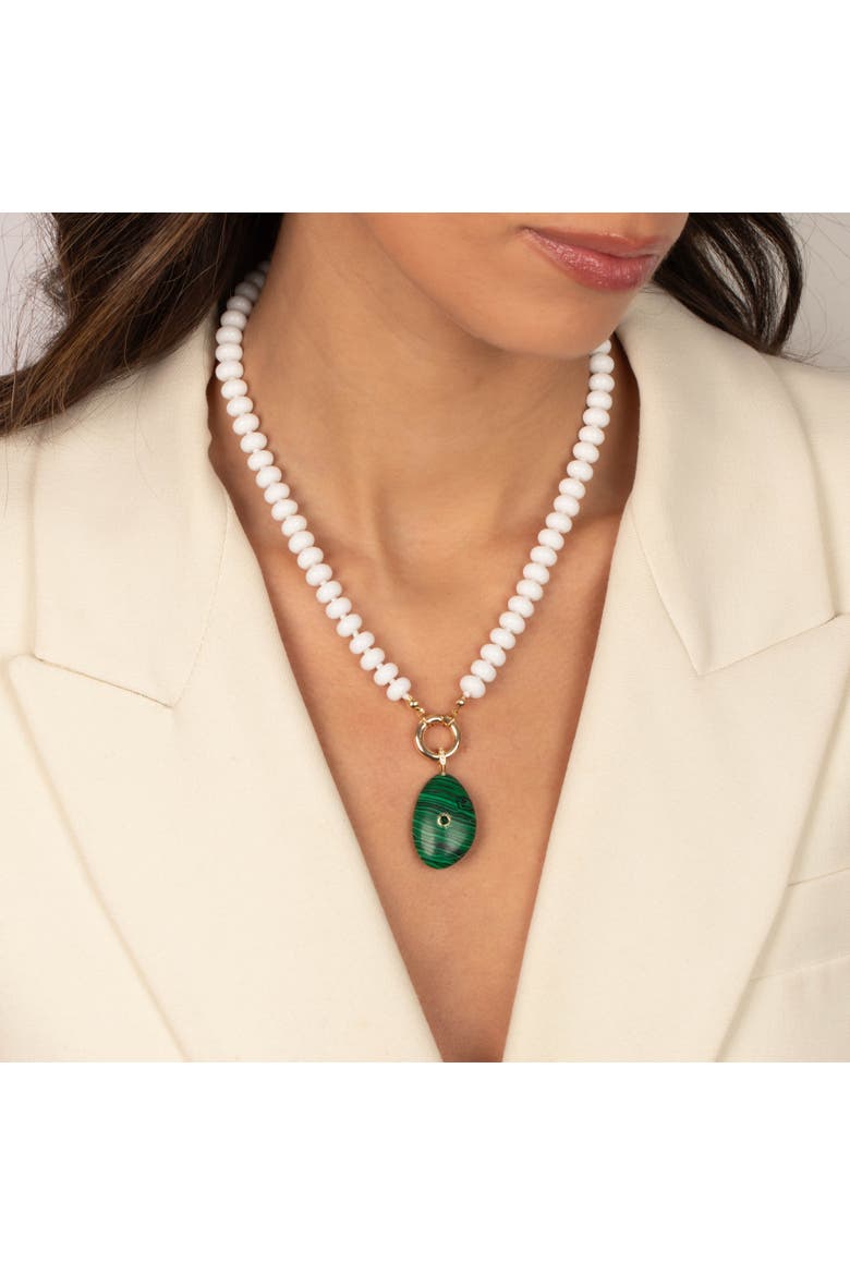 White Beaded Clicker Necklace, Alternate, color, White